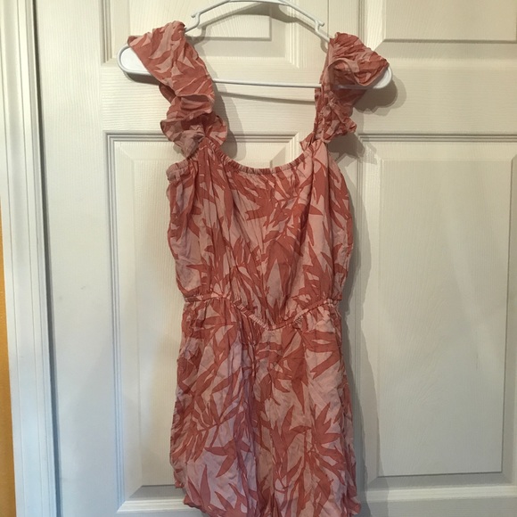 Amuse Society Romper Pink Palm Swim Cover Up - Picture 4 of 7